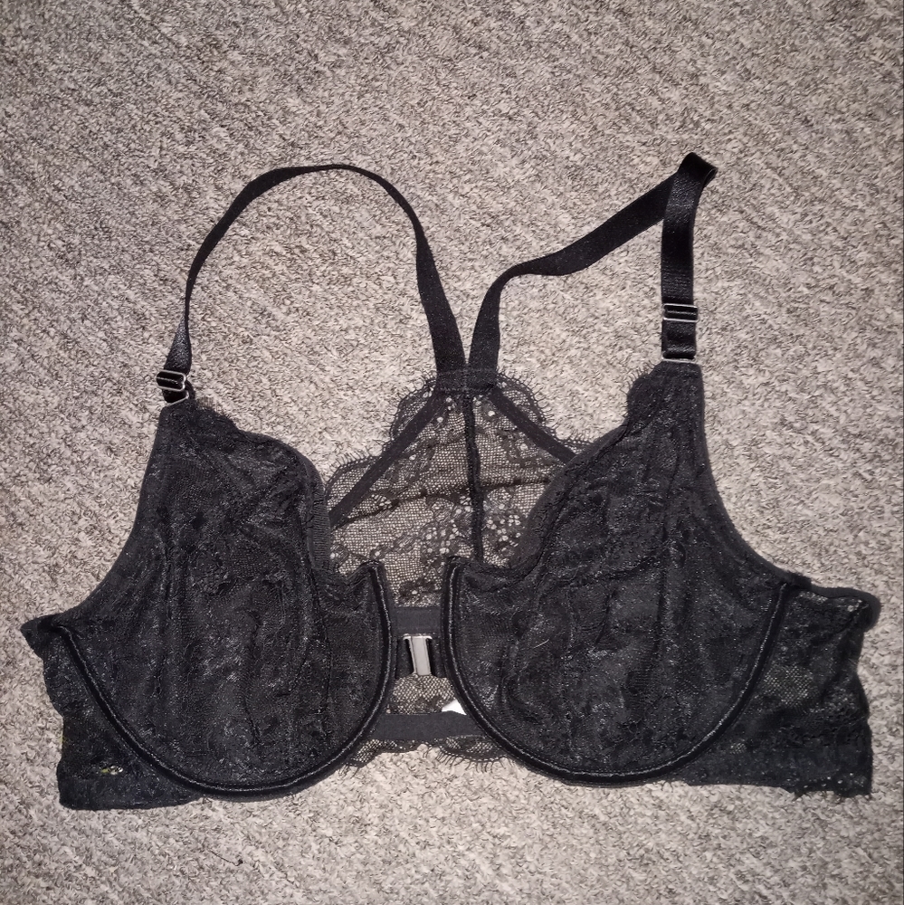 Modern movements sheer black lace front closure bra size 40C